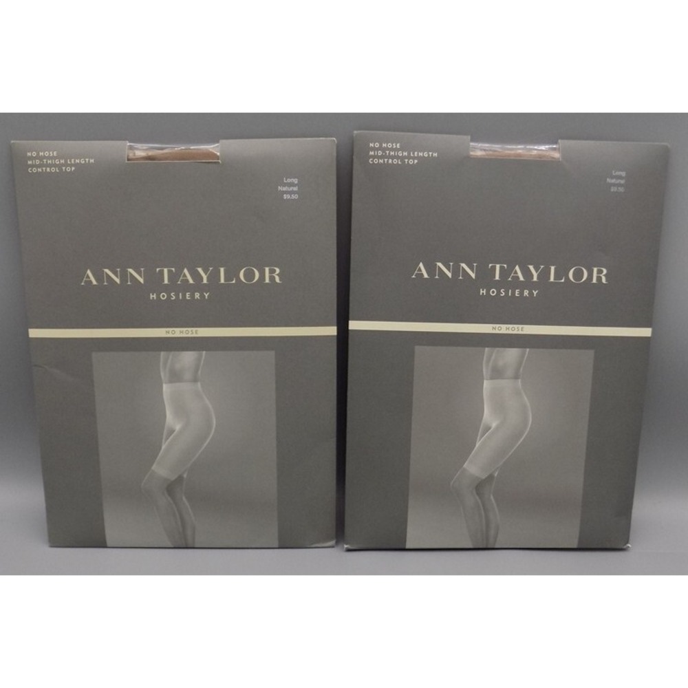 2 New Ann Taylor Shaper Control Top Mid Thigh No Hose Sz Long Natural Color Drag